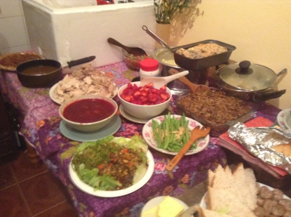 I had about 30 people to my house for Thanksgiving dinner. This is only a small part of the feast.